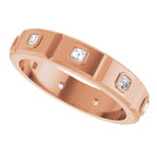 Bezel-Set Beveled-Edge Geometric Band