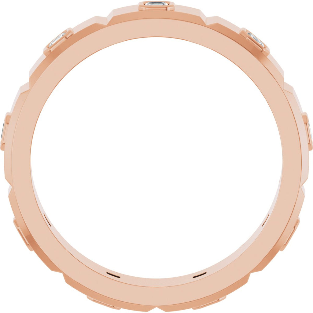 Bezel-Set Beveled-Edge Geometric Band