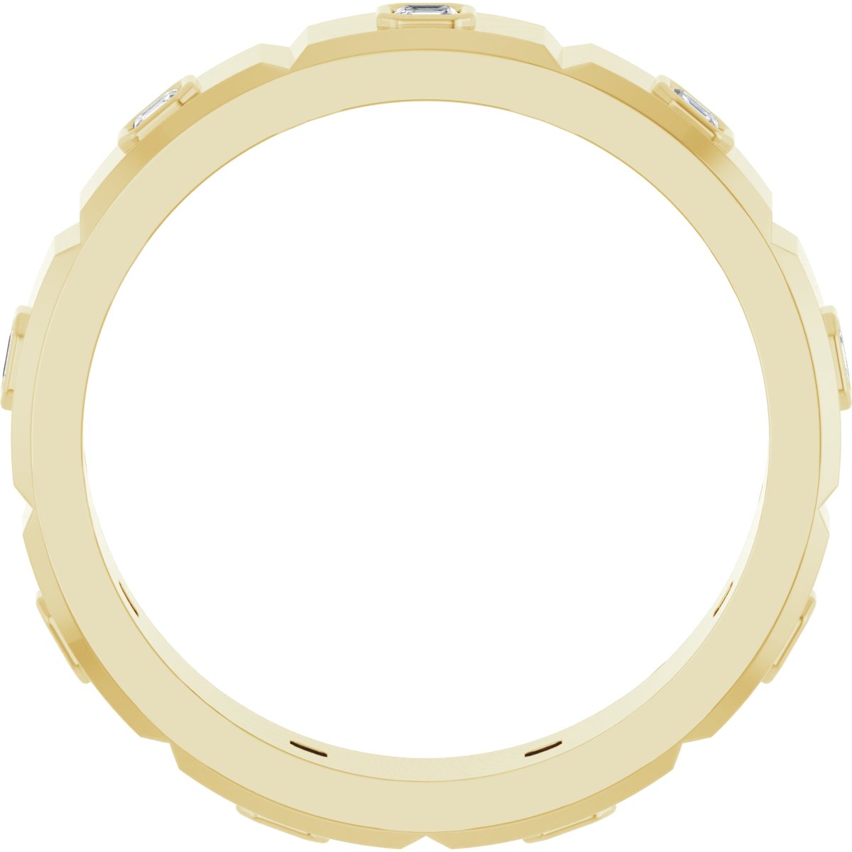 Bezel-Set Beveled-Edge Geometric Band