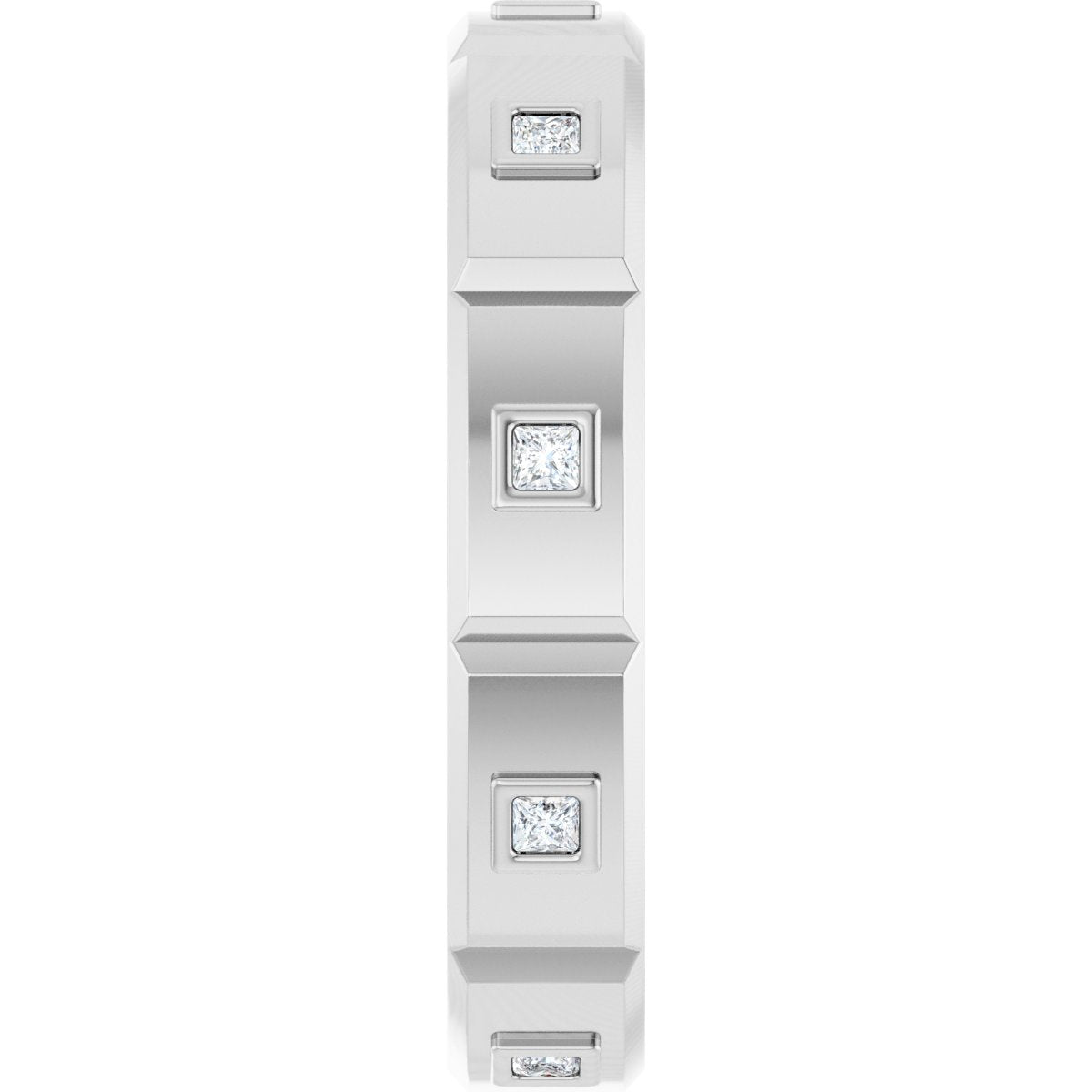 Bezel-Set Beveled-Edge Geometric Band