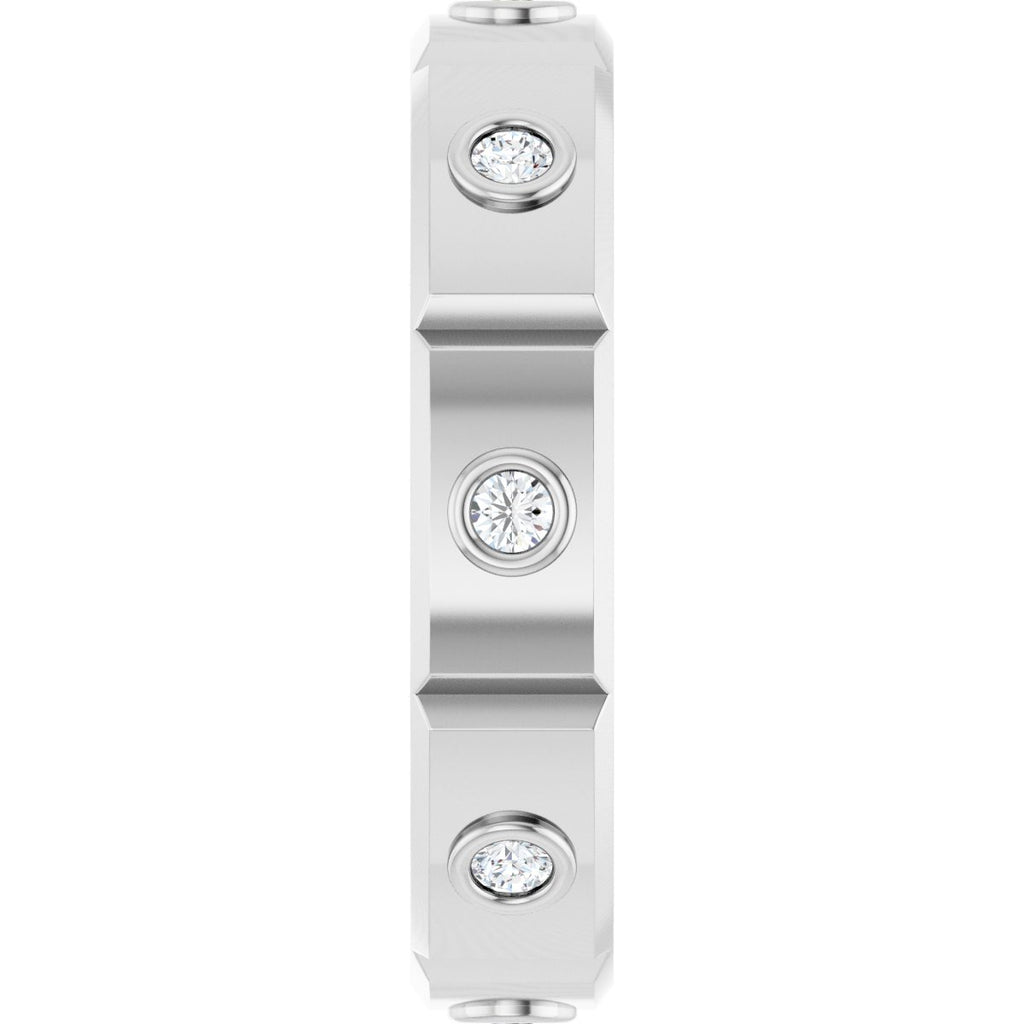 Bezel-Set Beveled-Edge Geometric Band