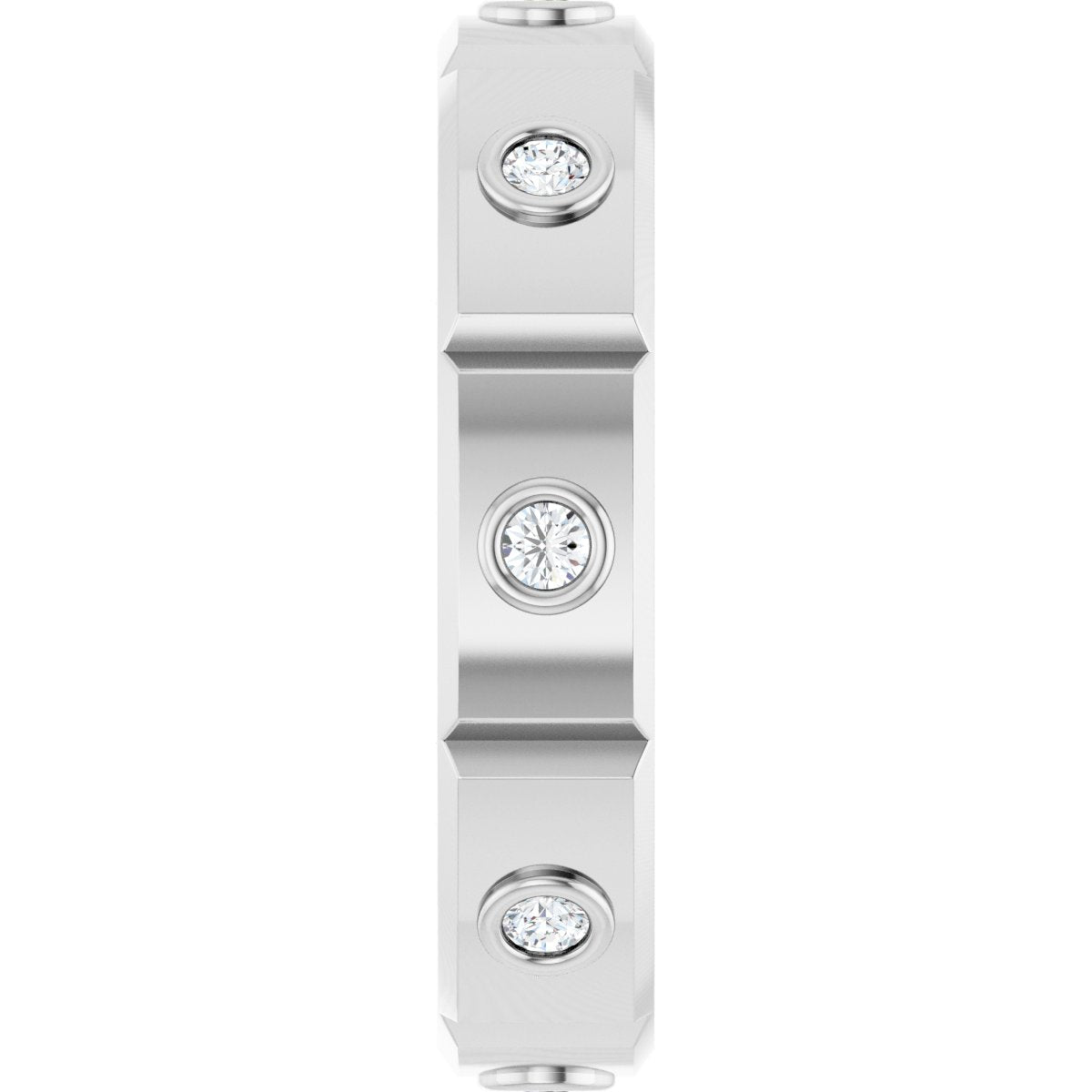 Bezel-Set Beveled-Edge Geometric Band