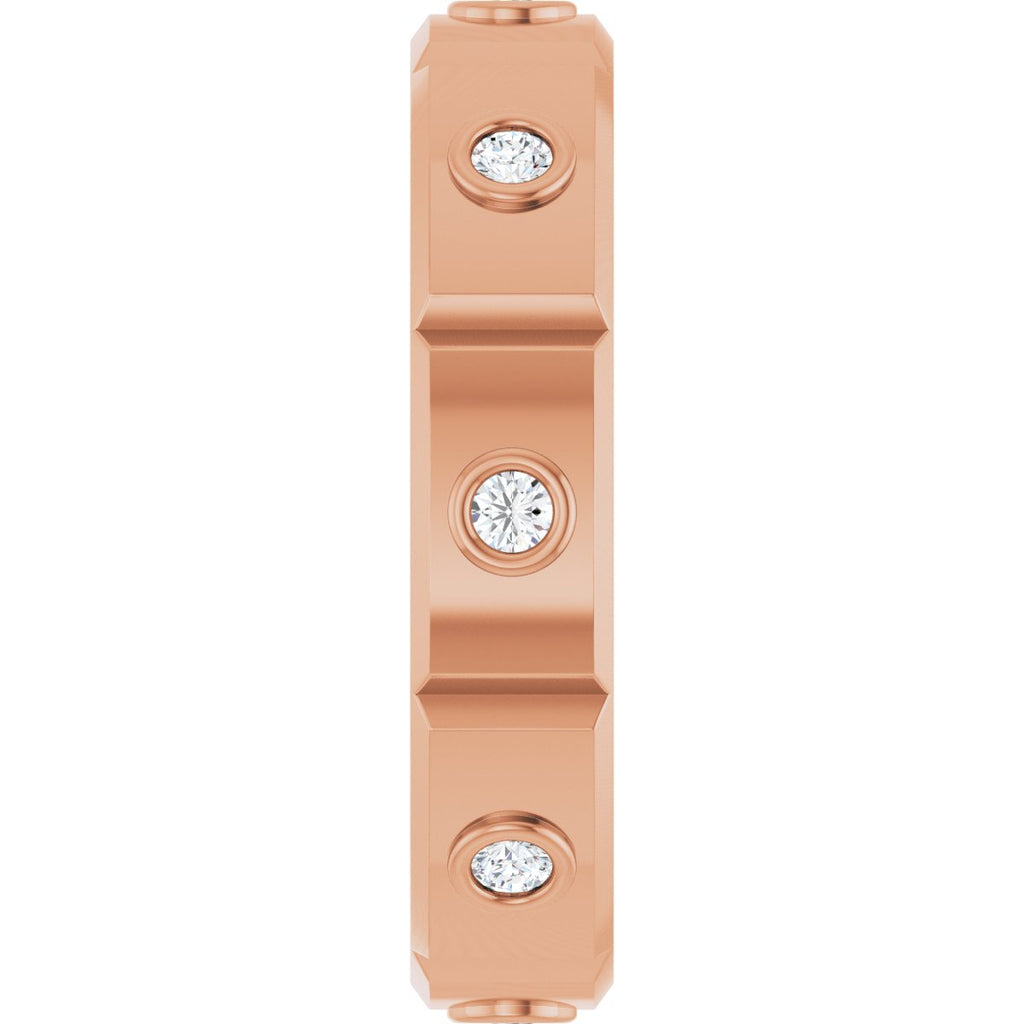 Bezel-Set Beveled-Edge Geometric Band