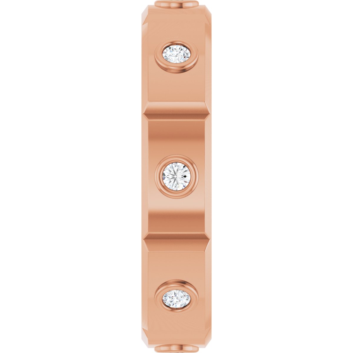 Bezel-Set Beveled-Edge Geometric Band