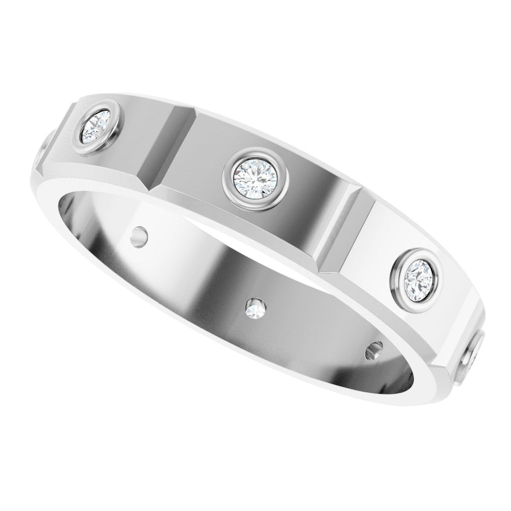 Bezel-Set Beveled-Edge Geometric Band