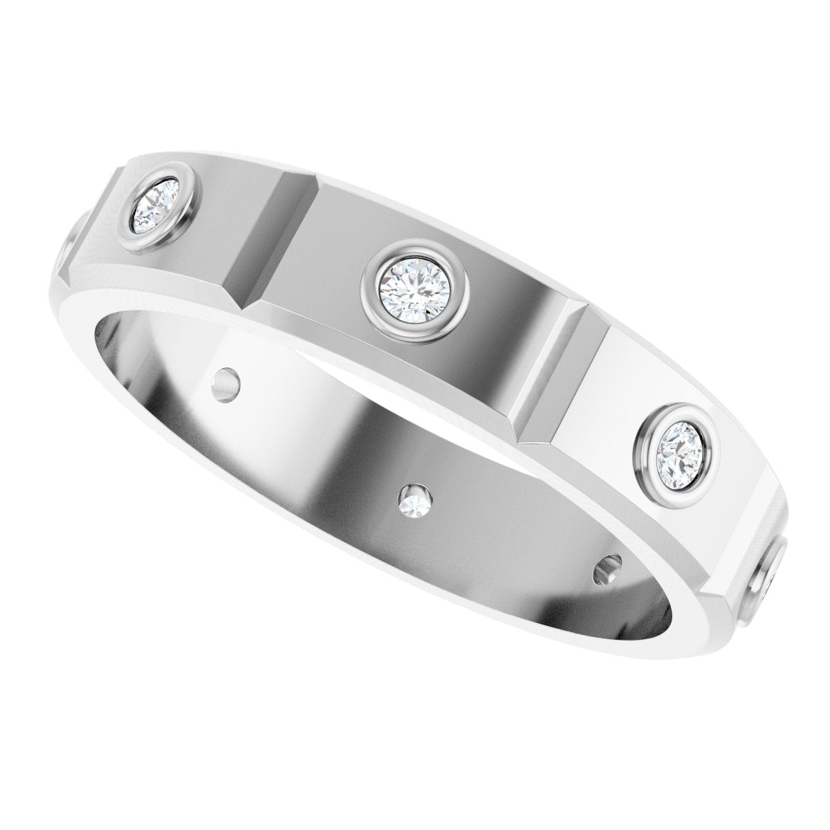Bezel-Set Beveled-Edge Geometric Band