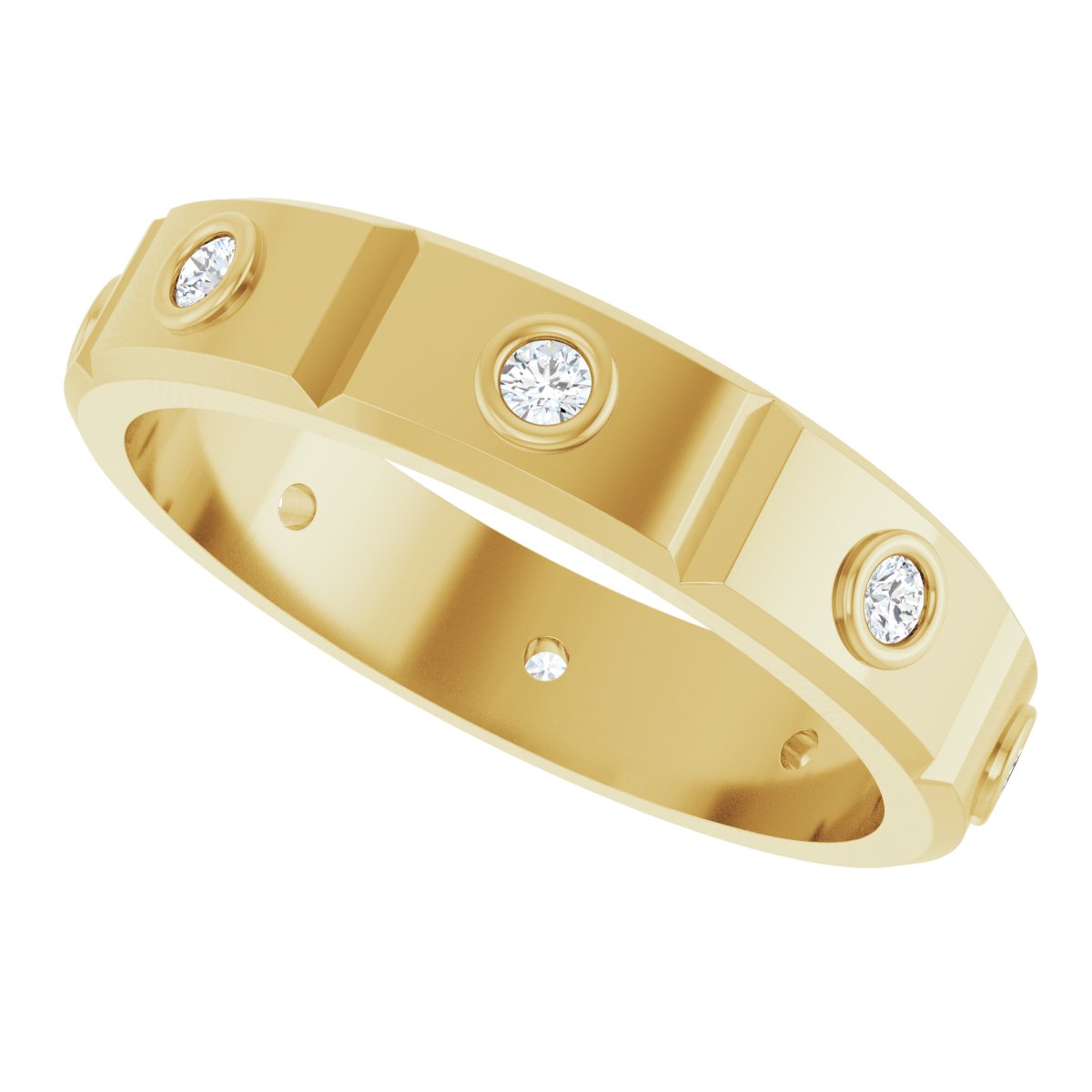 Bezel-Set Beveled-Edge Geometric Band