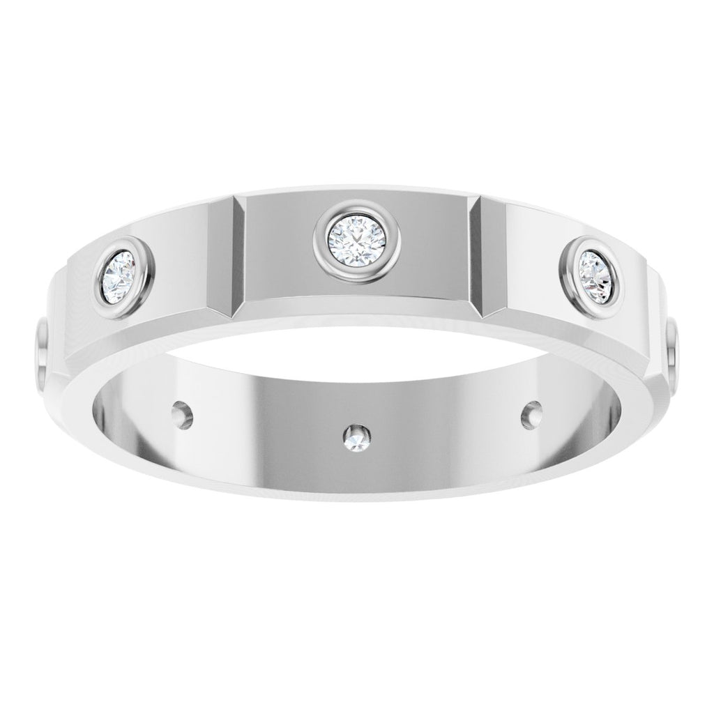Bezel-Set Beveled-Edge Geometric Band