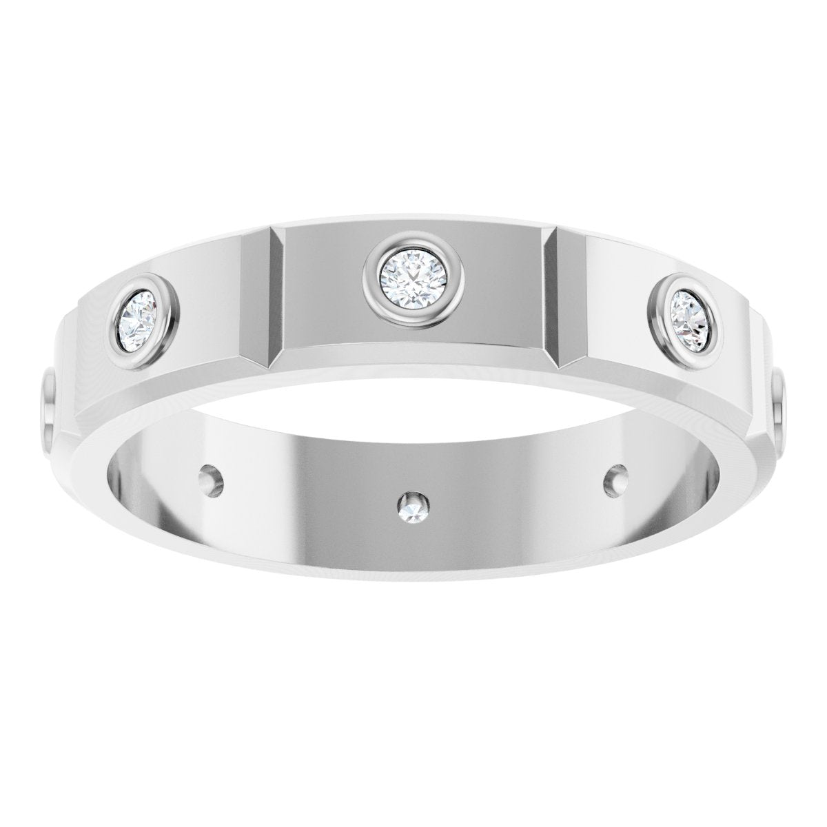 Bezel-Set Beveled-Edge Geometric Band