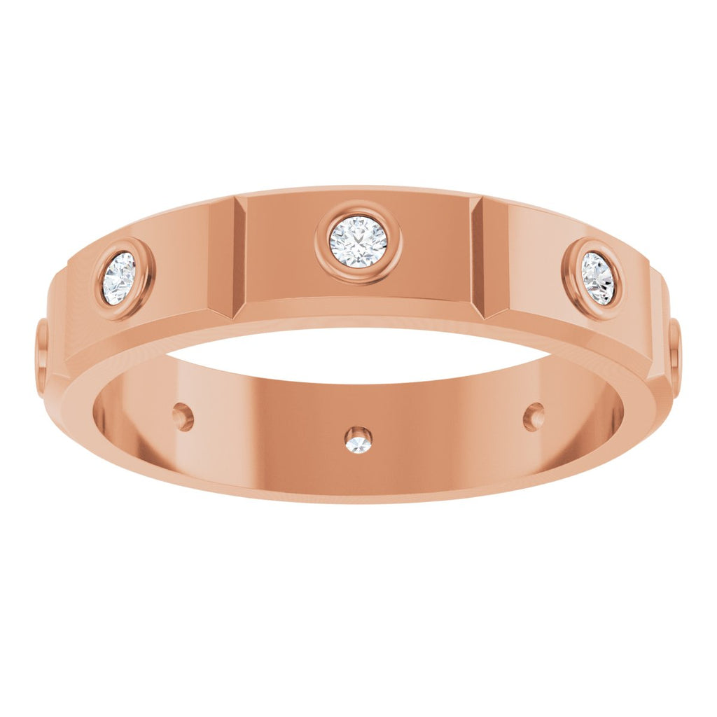 Bezel-Set Beveled-Edge Geometric Band