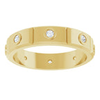 Bezel-Set Beveled-Edge Geometric Band