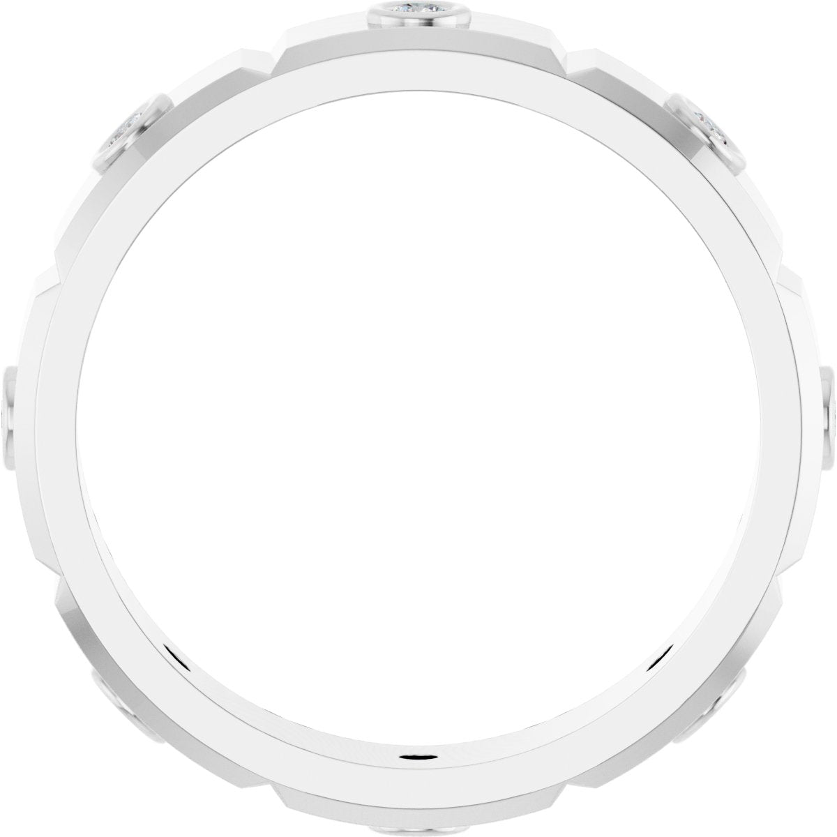 Bezel-Set Beveled-Edge Geometric Band