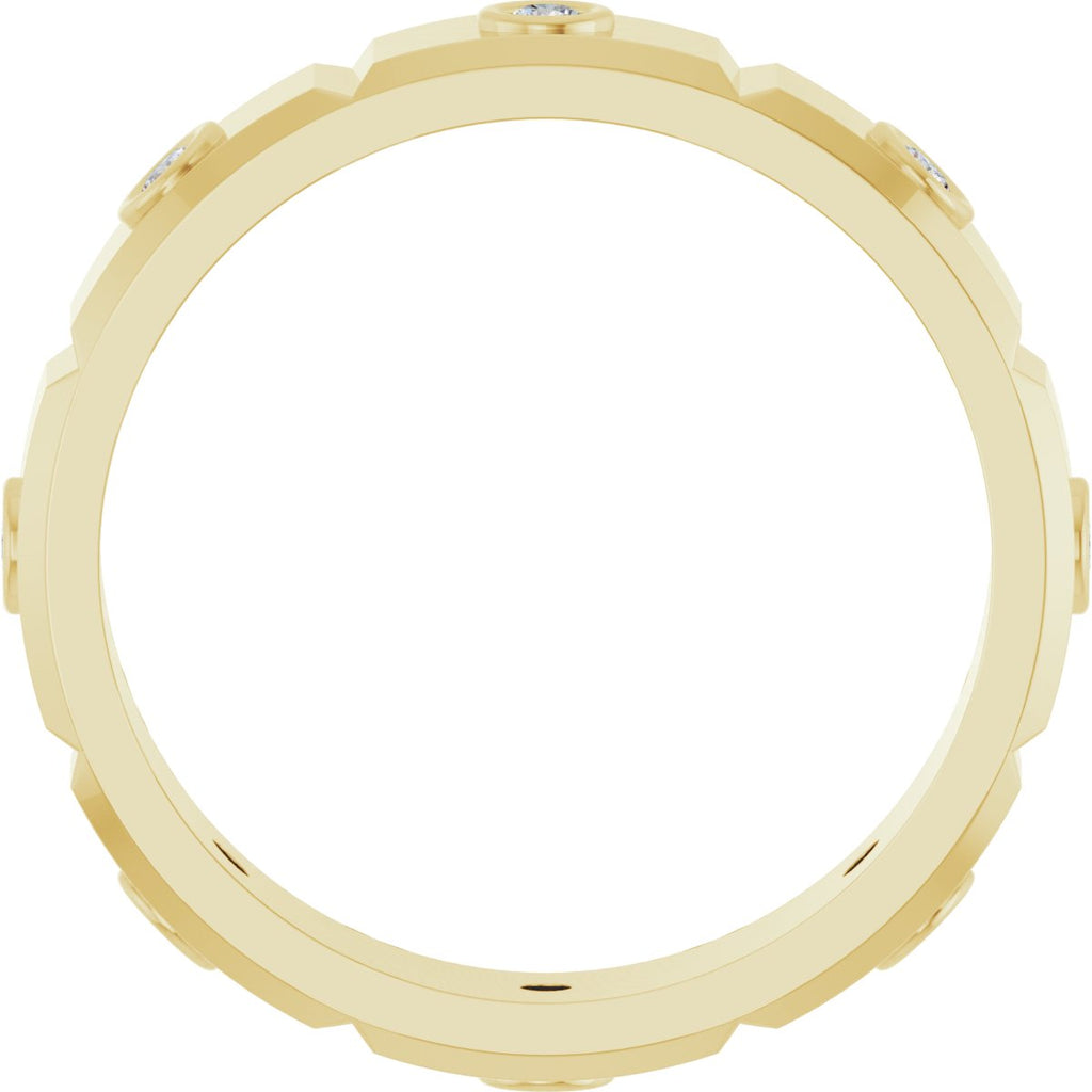 Bezel-Set Beveled-Edge Geometric Band