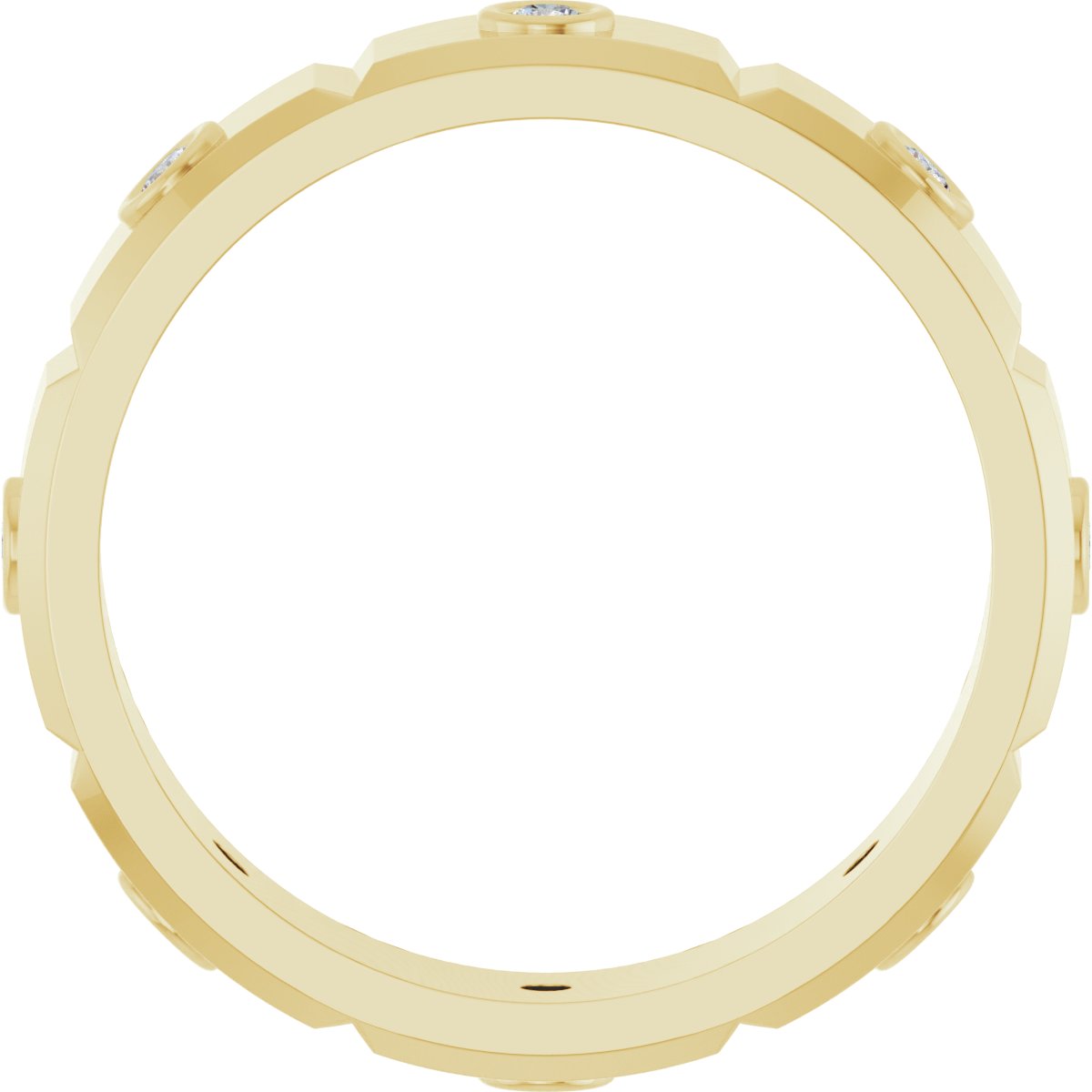 Bezel-Set Beveled-Edge Geometric Band