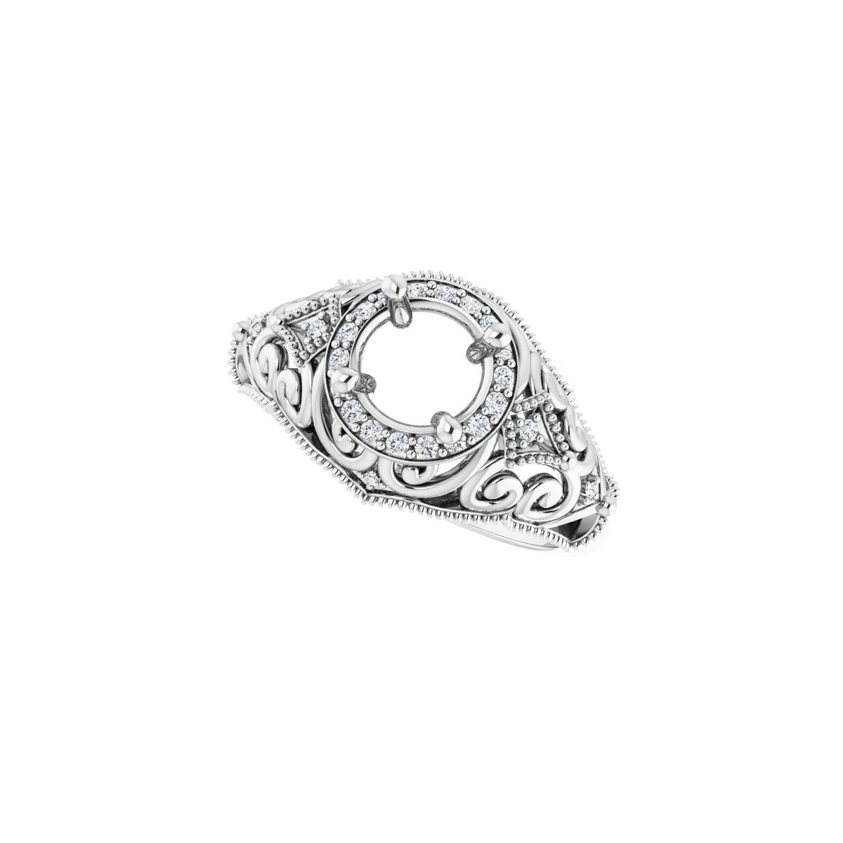 Halo-Style Vintage-Inspired Engagement Ring or Band