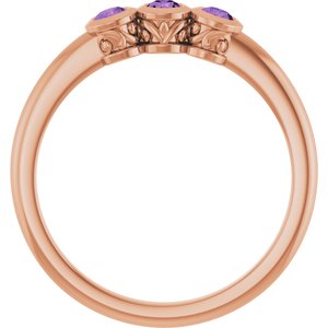 Three-Stone Bezel-Set Ring