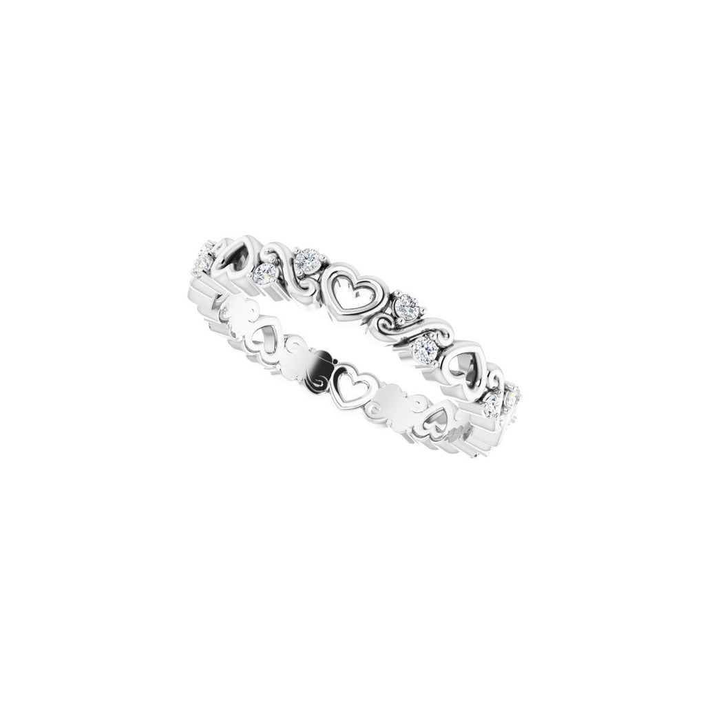 Sculptural Heart Eternity Band