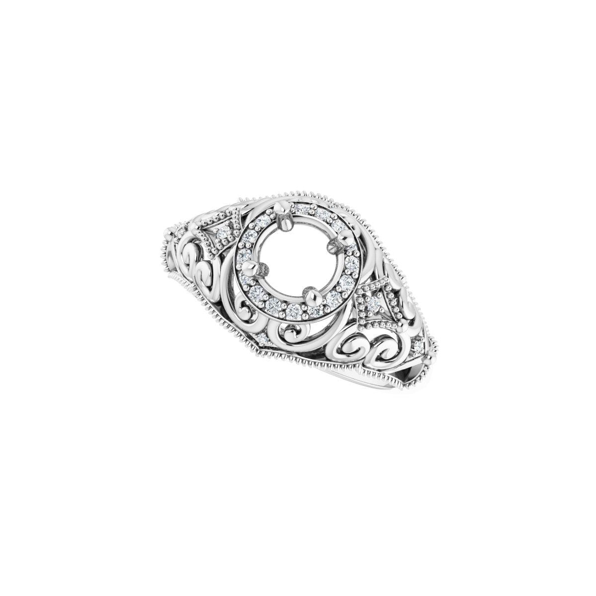 Halo-Style Vintage-Inspired Engagement Ring or Band