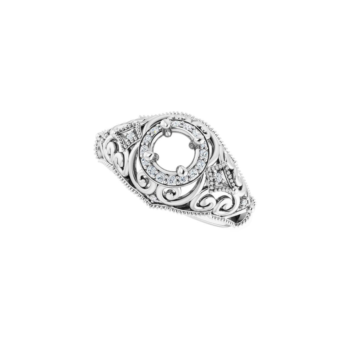 Halo-Style Vintage-Inspired Engagement Ring or Band