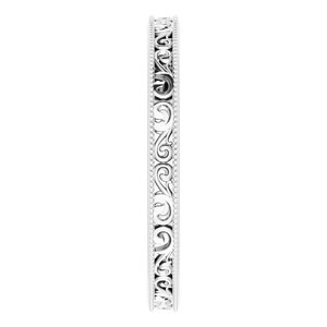 Milgrain Edge Sculptural Flat Band with Bead Blast Finish