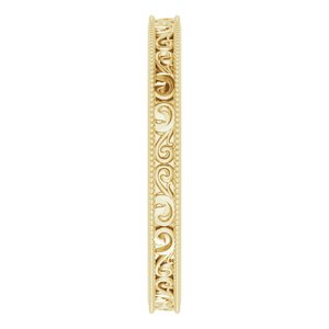 Milgrain Edge Sculptural Flat Band with Bead Blast Finish
