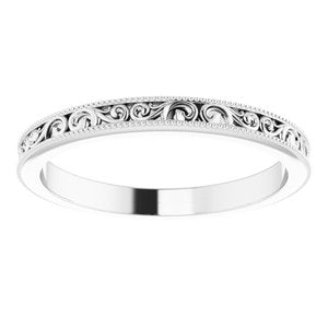 Milgrain Edge Sculptural Flat Band with Bead Blast Finish