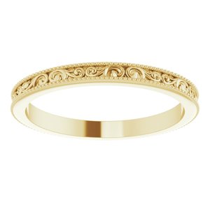 Milgrain Edge Sculptural Flat Band with Bead Blast Finish