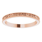 Milgrain Edge Sculptural Flat Band with Bead Blast Finish