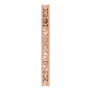 Milgrain Edge Sculptural Flat Band with Bead Blast Finish