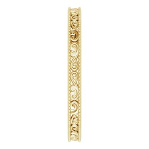 Milgrain Edge Sculptural Flat Band with Bead Blast Finish