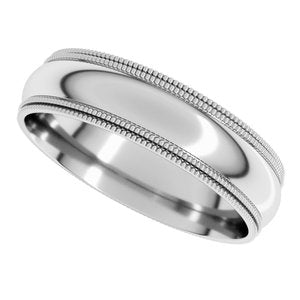 Double Milgrain Comfort-Fit Half Round Band