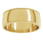 Lightweight Milgrain Half Round Band