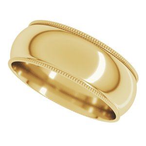 Lightweight Milgrain Comfort-Fit Half Round Band