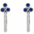 Accented Bezel-Set J-Hoop Earrings