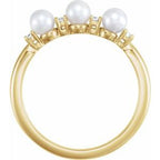 Three-Stone Pearl Ring