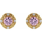 Round 4-Prong Halo-Style Earrings