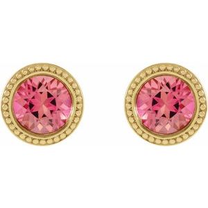 Round Bezel-Set Stud Earrings