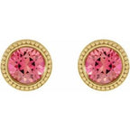Round Bezel-Set Stud Earrings