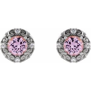 Round 4-Prong Halo-Style Earrings
