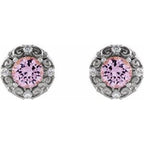 Round 4-Prong Halo-Style Earrings