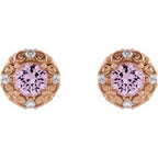 Round 4-Prong Halo-Style Earrings