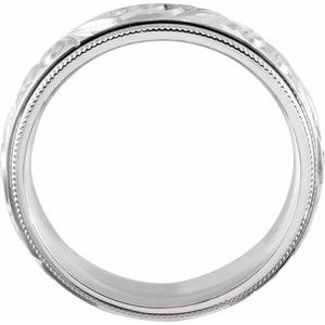 Hand-Engraved Milgrain Stepped-Edge Comfort-Fit Half Round Band