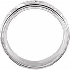 Hand-Engraved Milgrain Stepped-Edge Comfort-Fit Half Round Band