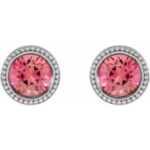 Round Bezel-Set Stud Earrings