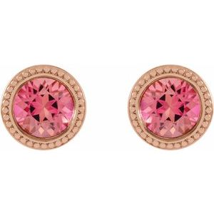 Round Bezel-Set Stud Earrings