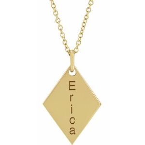 Engravable Diamond-Shaped Necklace or Pendant