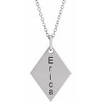 Engravable Diamond-Shaped Necklace or Pendant