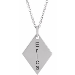 Engravable Diamond-Shaped Necklace or Pendant