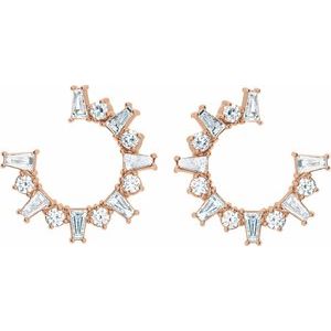 Baguette Front-Facing Hoop Earrings