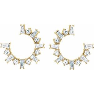 Baguette Front-Facing Hoop Earrings